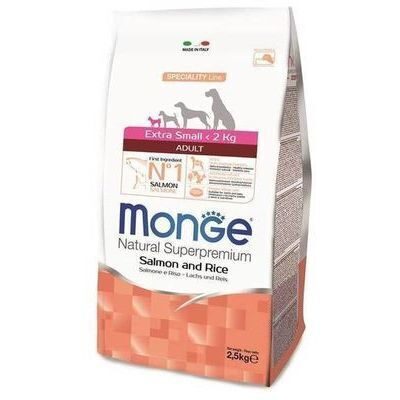  Sausā barība MONGE EXTRA SMALL Adult Salmon and Rice 2,5 kg